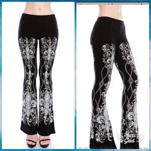 NEW STUNNING VOCAL Rhinestone Blingy Wide Leg Bell Dressy Women's Pants